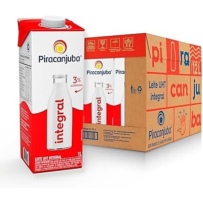 Leite Integral Piracanjuba: Pack 12L - Sabor Puro e Nutrição
