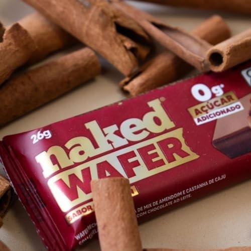 Naked Wafer Cinnamon - Barra de Proteína com Whey Protein e Zero Açúcar (Caixa - 12 unidades) - Naked Nuts