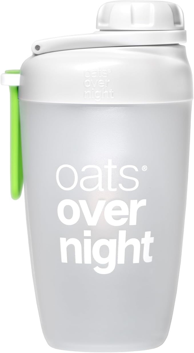 Oats Overnight BlenderBottle - Personalizado para Aveia Noturna - Sem Batedor - Linha de Enchimento de Leite - Transparente/Branco/Verde - 590 ml Loop Top