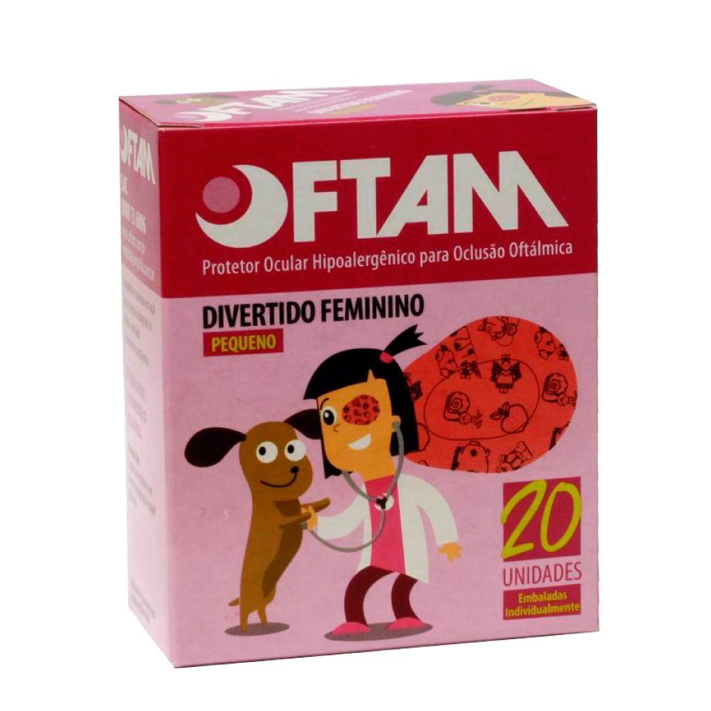 Protetor Ocular Oftam Divertido Feminino Pequeno - 20 Unidades | Tratamento de Ambliopia e Estrabismo