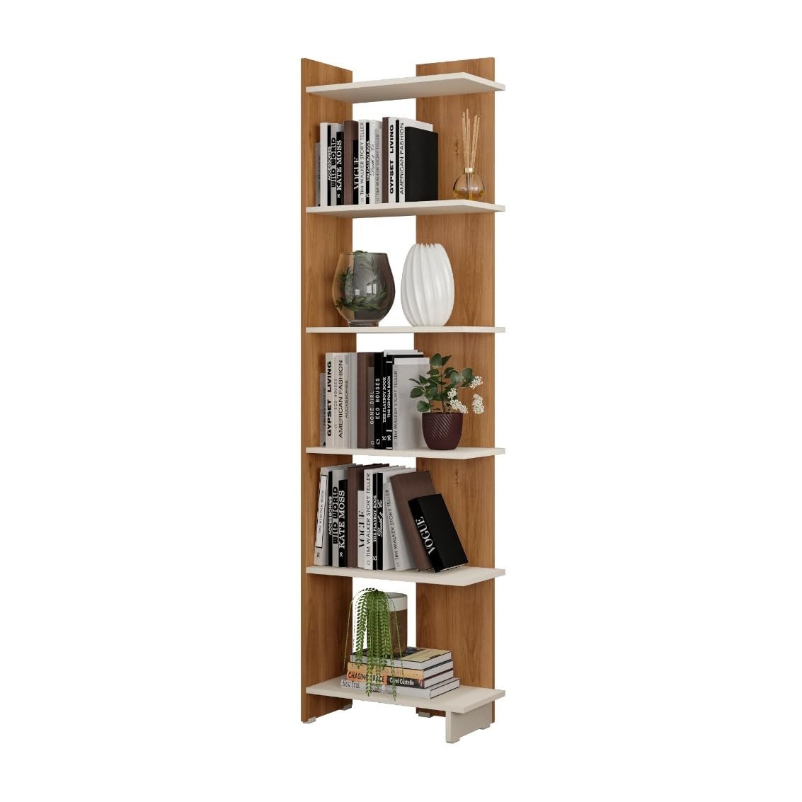 Estante Livreiro Multiuso Moderna - 5 Prateleiras para Casa e Escritório | Design Versátil Off White