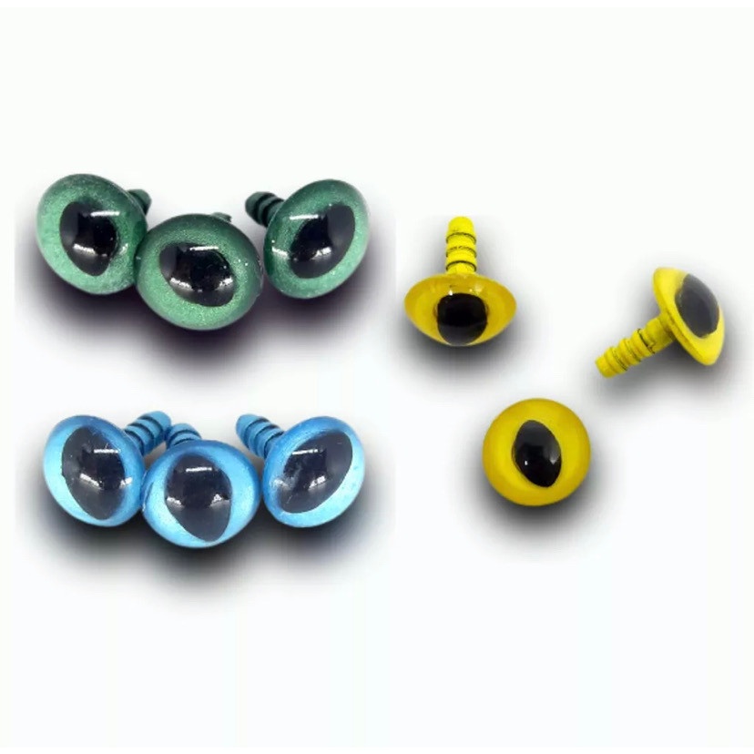 Olhos de Gato para Amigurumi com Trava Segura – Kit com 5 Pares N11, N15 e N18