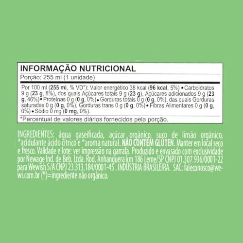 Refrigerante de Limão Orgânico Garrafa 255 ml pacote com 6 unidades