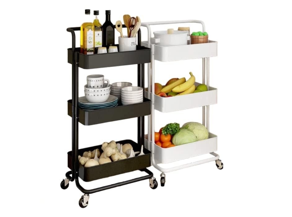 Carrinho Organizador Multiuso com 3 Prateleiras e Rodinhas - Ideal para Cozinha, Escritório e Banheiro