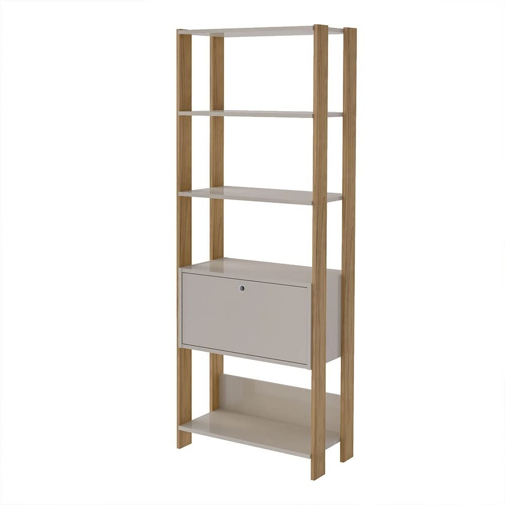 Estante Organizadora com Porta Basculante Match Carvalho/Off White - Design Moderno e Funcional