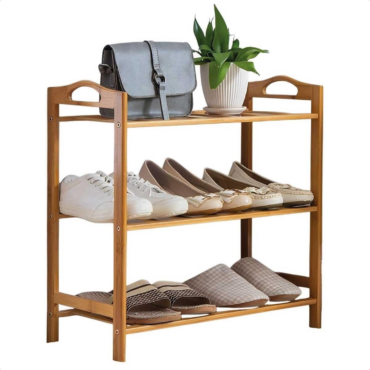 Sapateira de Porta em Bambu com 3 Prateleiras - Organize Seus Calçados com Estilo e Sustentabilidade