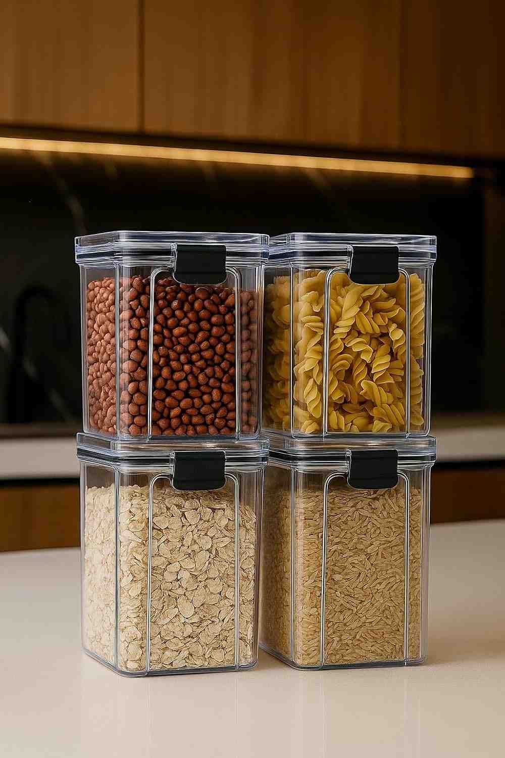 Kit 4 Potes Herméticos 1L - Organize sua Cozinha com Estilo e Praticidade