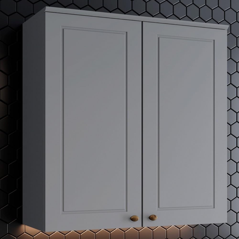 Armário Aéreo Moderno 2 Portas 80cm Cinza - Henn | Organize com Estilo