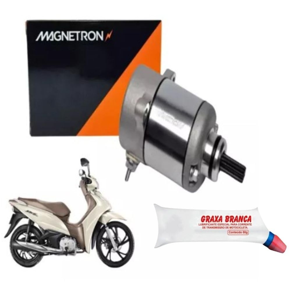 Combo Motor de Partida Magnetron + Graxa para Honda Biz 125 ES/EX (2011-2021) Original
