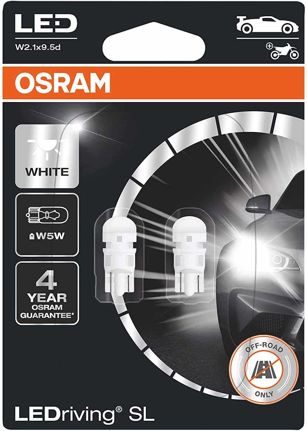 Iluminação Premium OSRAM LED W5W: Brilho Intenso e Durabilidade para Seu Carro (2 Unidades)