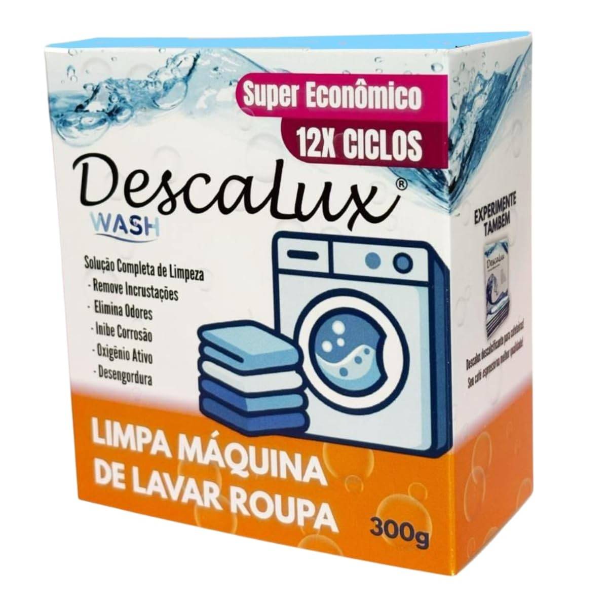 Descalux Wash Limpador para Máquina de Lavar com Oxigênio Ativo - Remove Incrustações e Odores, 300g