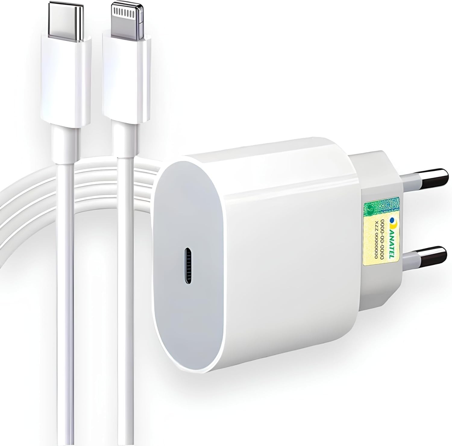 Carregador Turbo 25W USB-C p/ Lightning + Cabo Reforçado - iPhone Rápido e Seguro