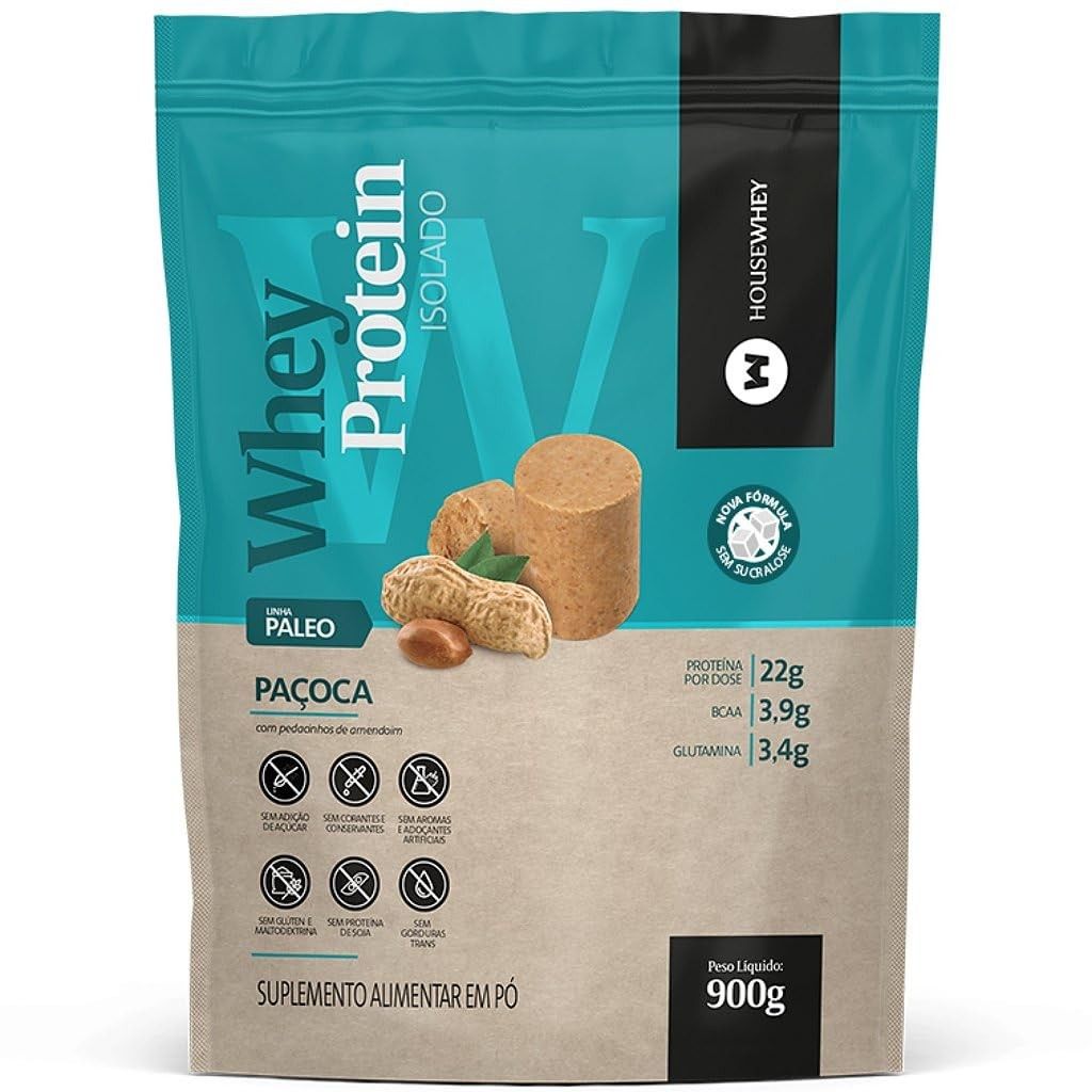Housewhey Whey Protein Isolado Sabor Paçoca 900g: Energia e Sabor para Seus Treinos