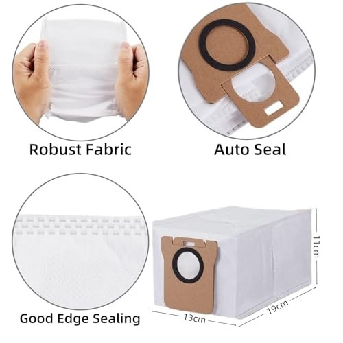 Pacote com 8 Sacos de Pó para Aspiradores Xiaomi X10+/X20+ e Dreame L10s/L20 Ultra - Grande Capacidade com Vedação Automática