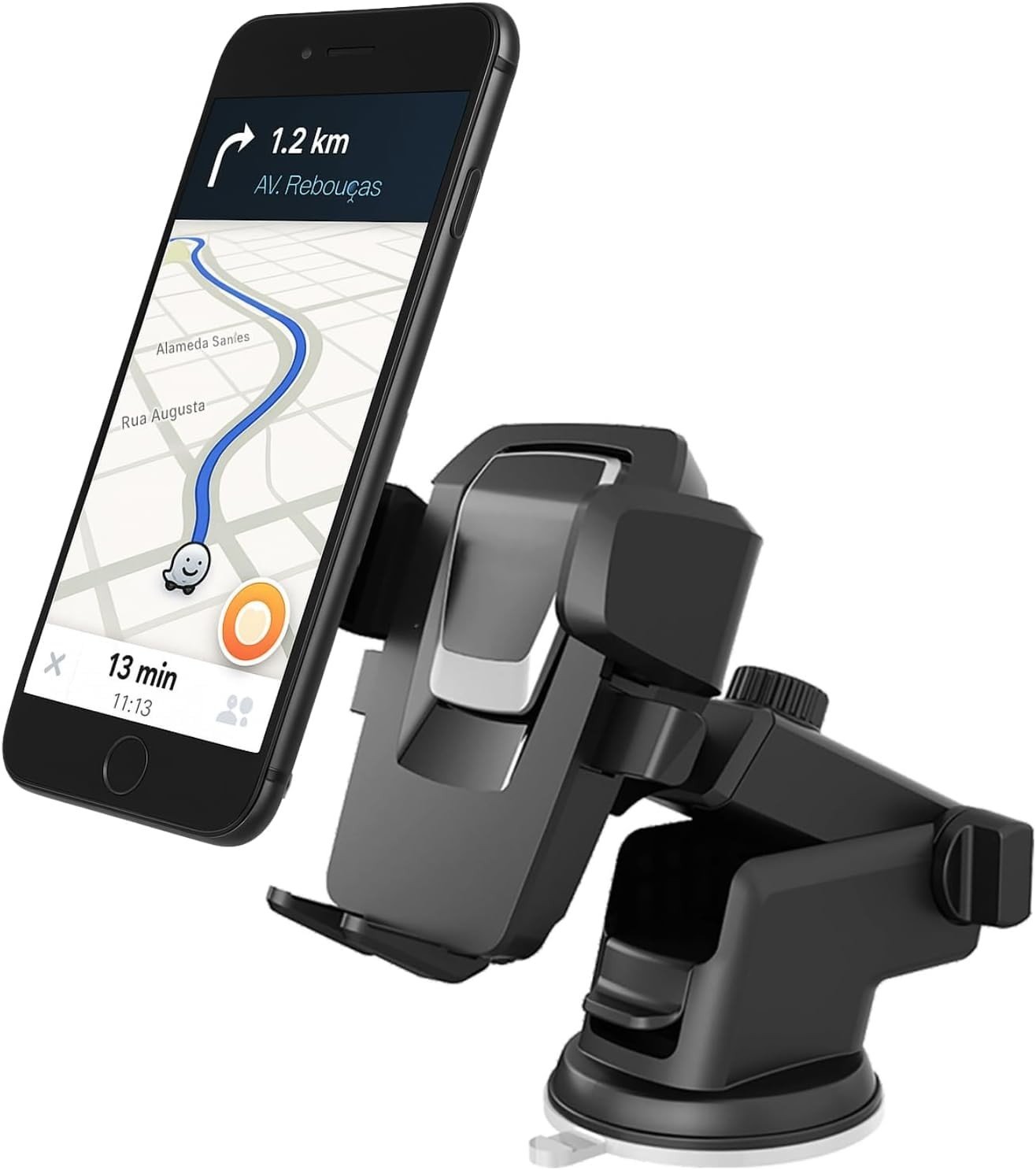 Suporte de Celular para Carro Anti Queda: Fixação Segura no Painel e Vidro para GPS e Waze
