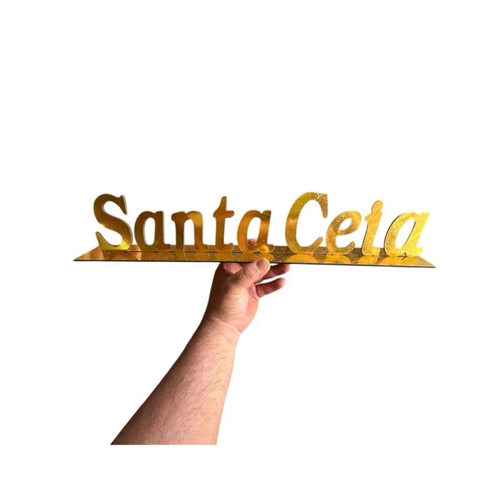 Palavra Santa Ceia em MDF Dourado 50 cm – Decore com Fé e Elegância