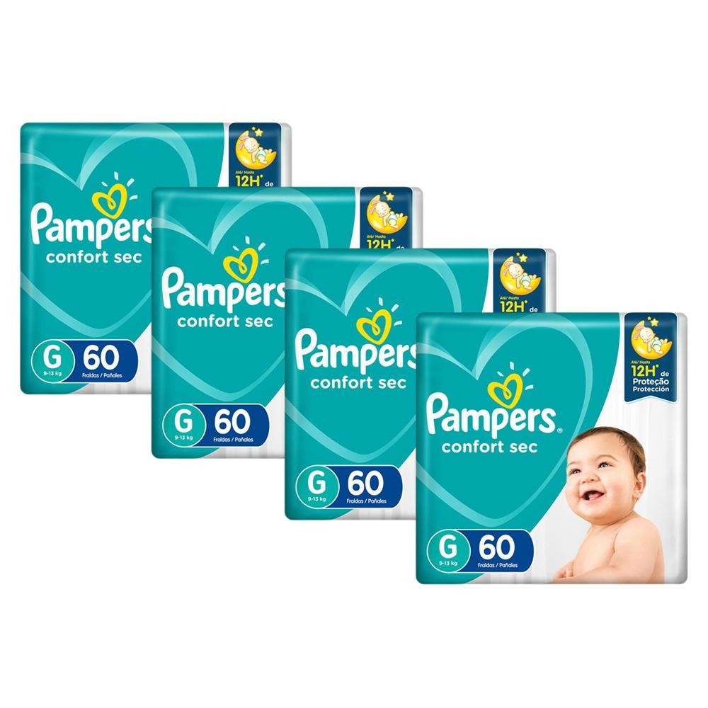 Pampers Confort Sec G: 240 Fraldas para Noites Secas!