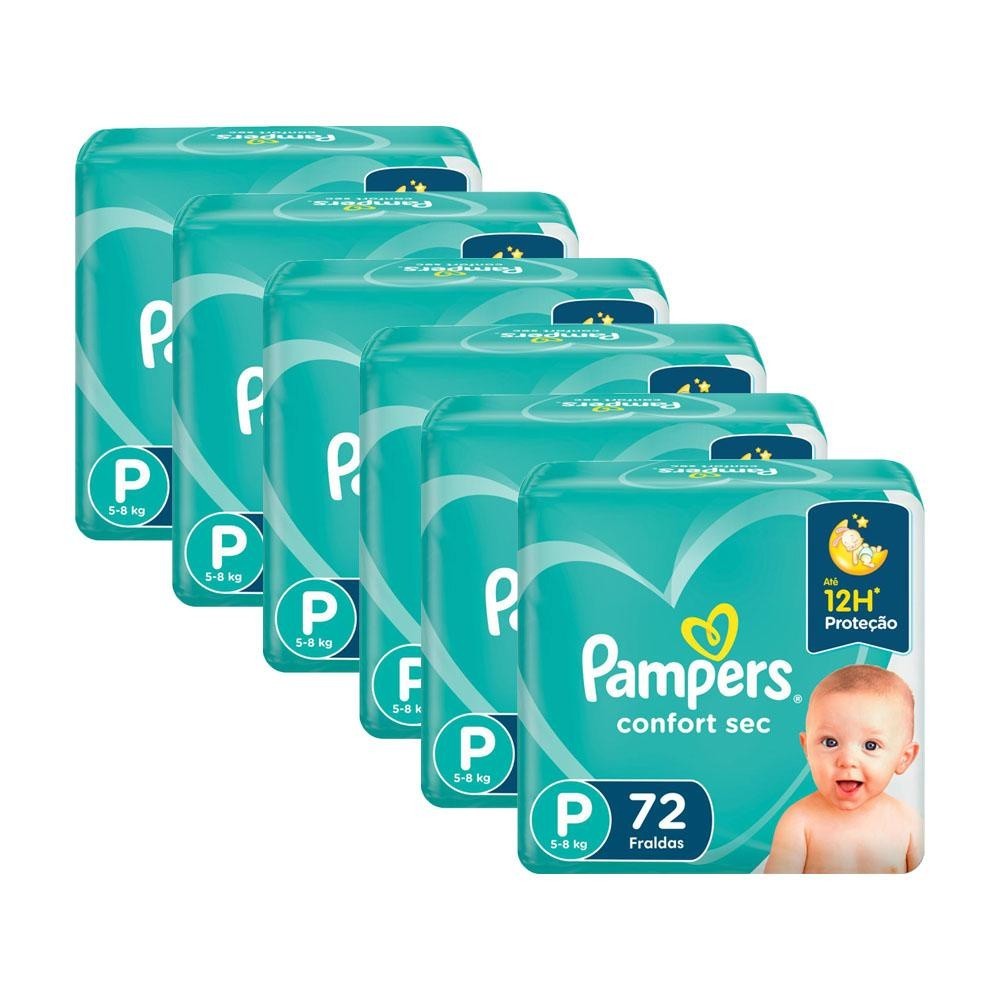 Pampers Confort Sec Super P: 72 Fraldas para Noites Secas