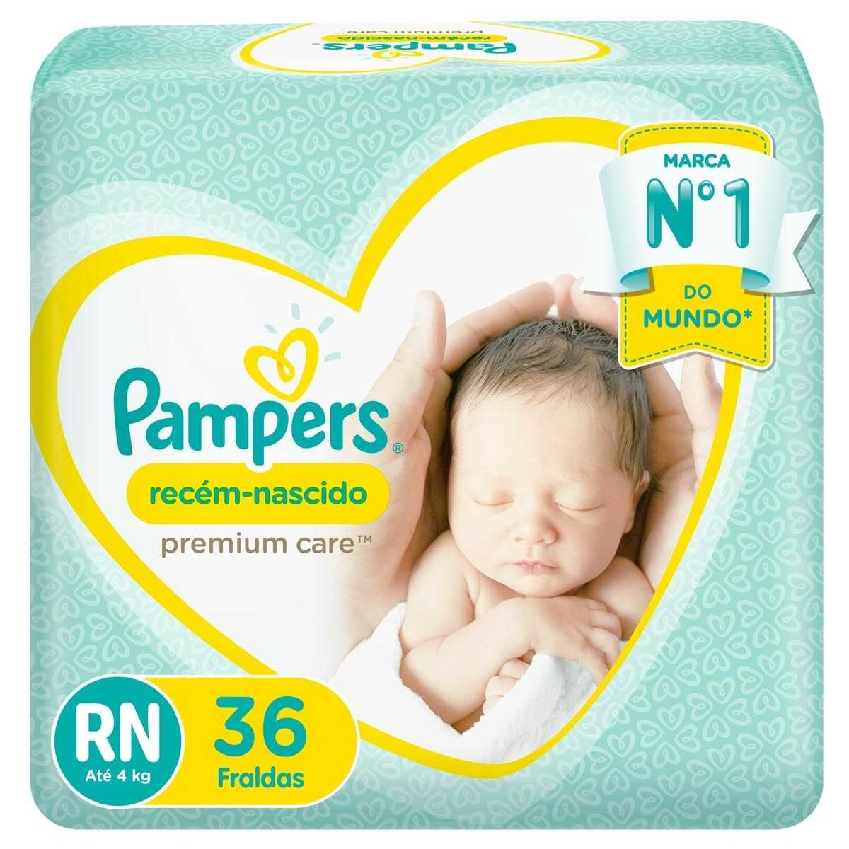Fralda Pampers Premium Care Recém-Nascido RN - Proteção Suave e Confortável para Bebês