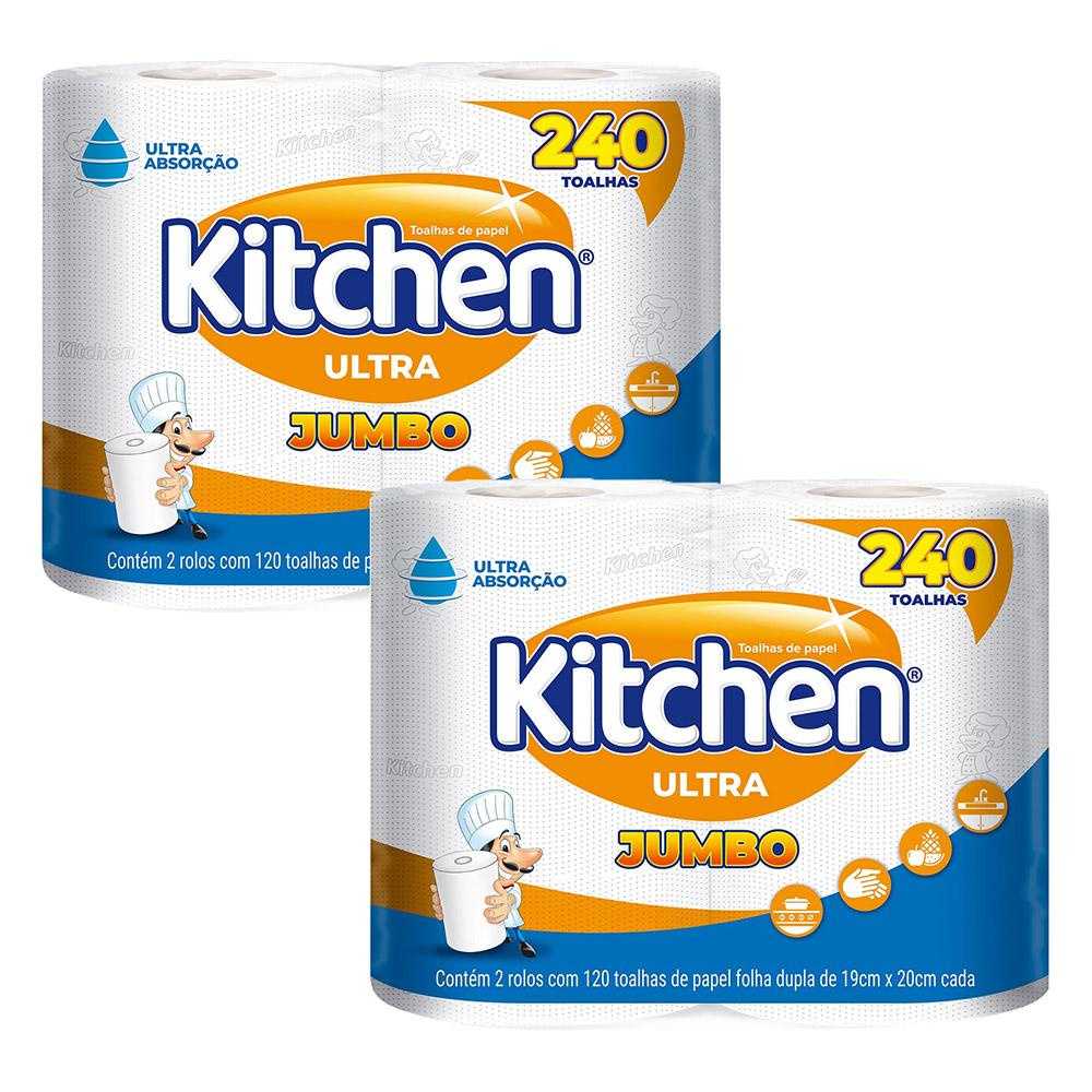 Papel Toalha Kitchen Ultra Jumbo: Kit com 2 Rolos