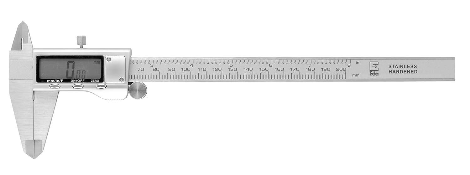 Paquímetro Digital EDA 8" (200mm) em Aço - Precisão Profissional para Suas Medições