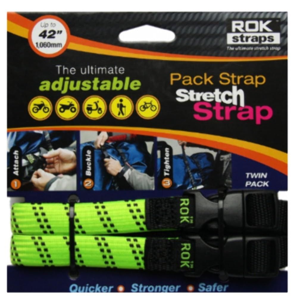 Par de Cintas Elásticas Rok Straps Médio Verde Fluorescente: Fixação Segura e Versátil para Cargas