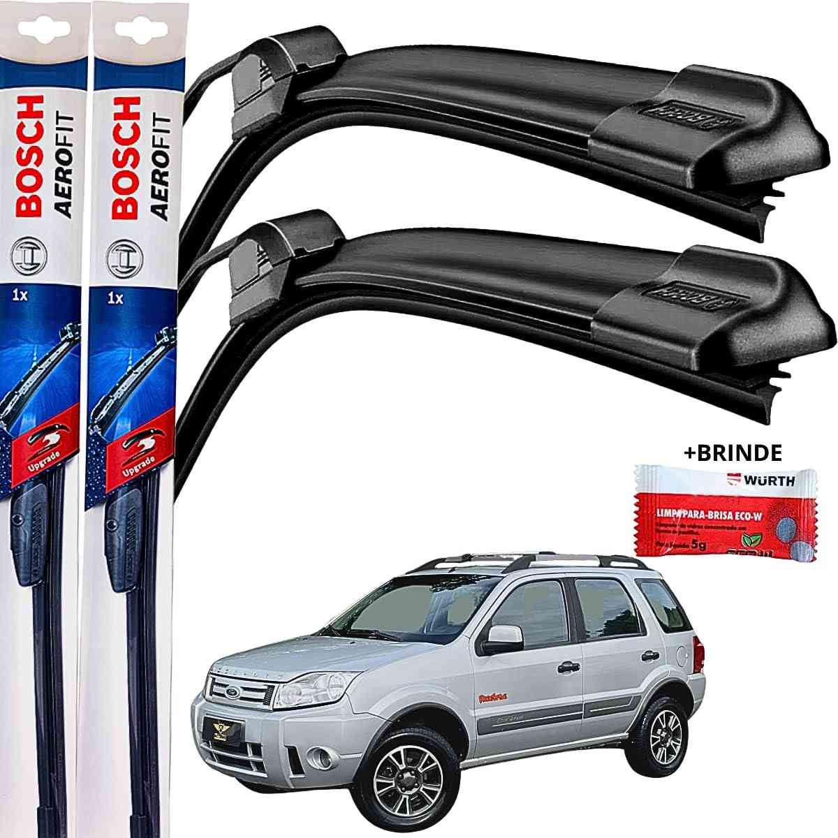 Par de Palhetas Limpador Parabrisa Bosch Aerofit Original EcoSport 2006-2012