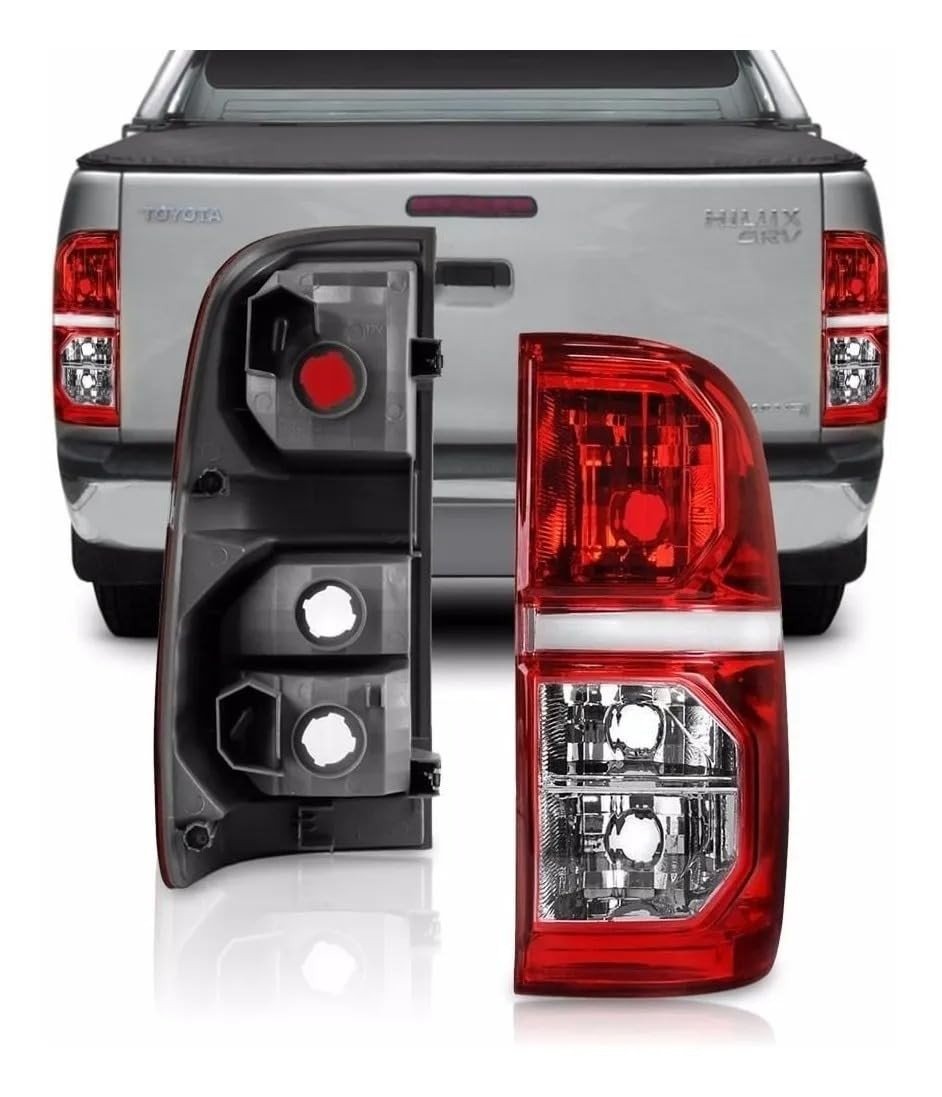 Par Lanterna Traseira Hilux SRV 2012-2015 Bicolor - Lente Lisa Acrílico
