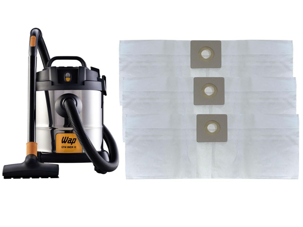 Kit 6 Sacos Descartáveis para Aspirador WAP GTW Inox 12 - Filtro Lavável e Prático