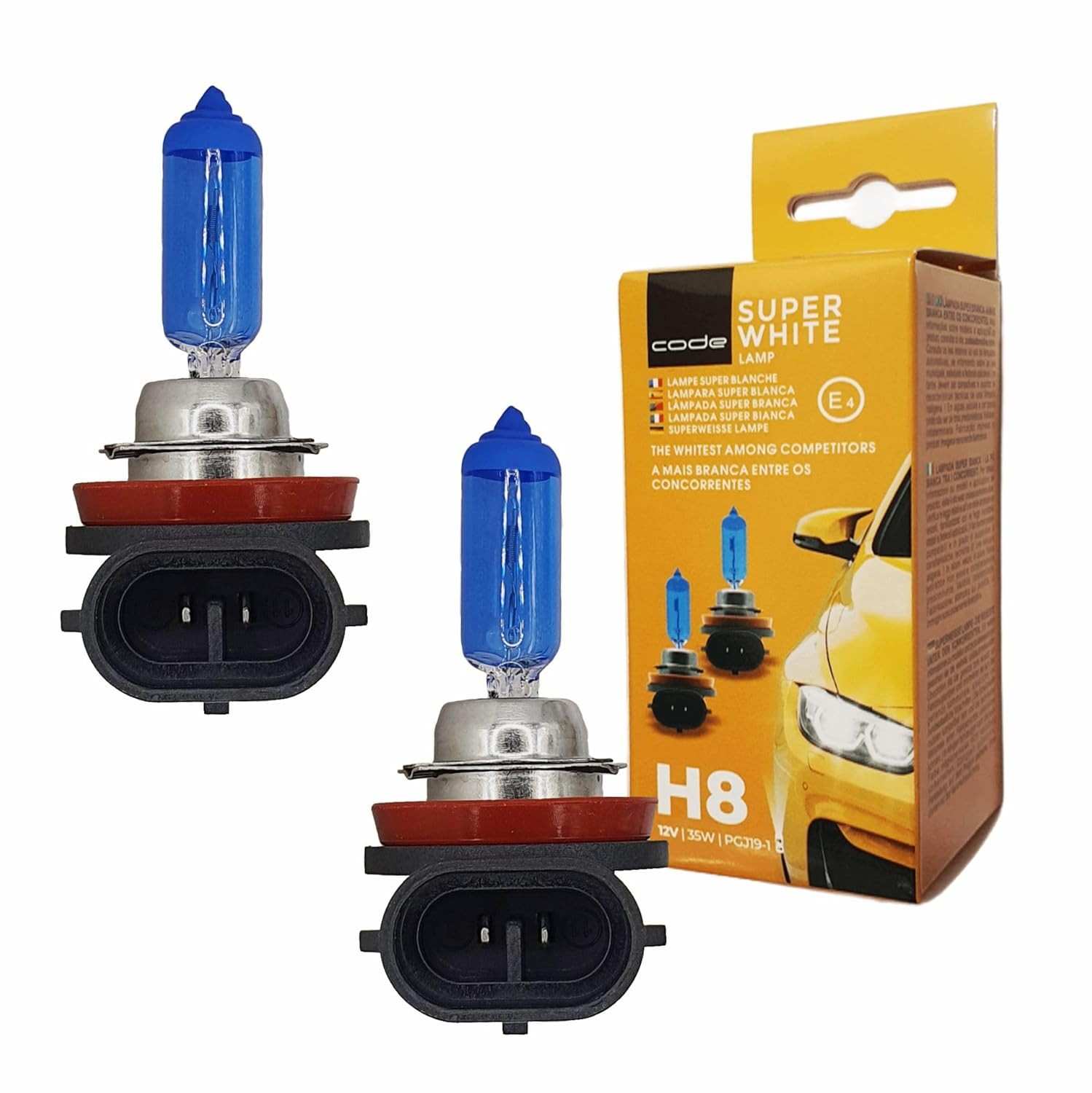 Par Lâmpadas H8 Super Branca 12V 35W - Iluminação Potente para Farol de Milha