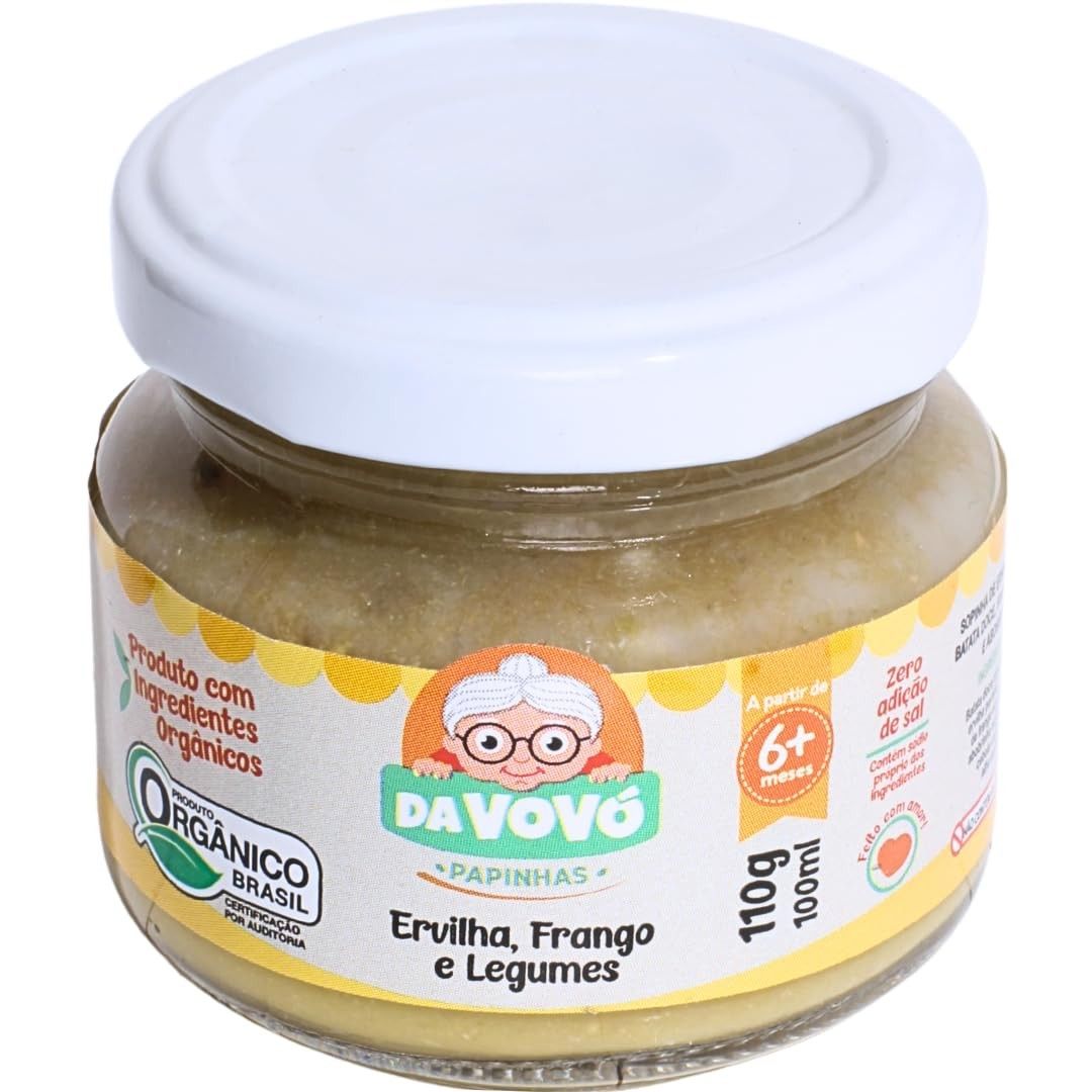 Papinha 6+ Ervilha, Frango e Legumes - Refeição Saudável e Deliciosa para Bebês