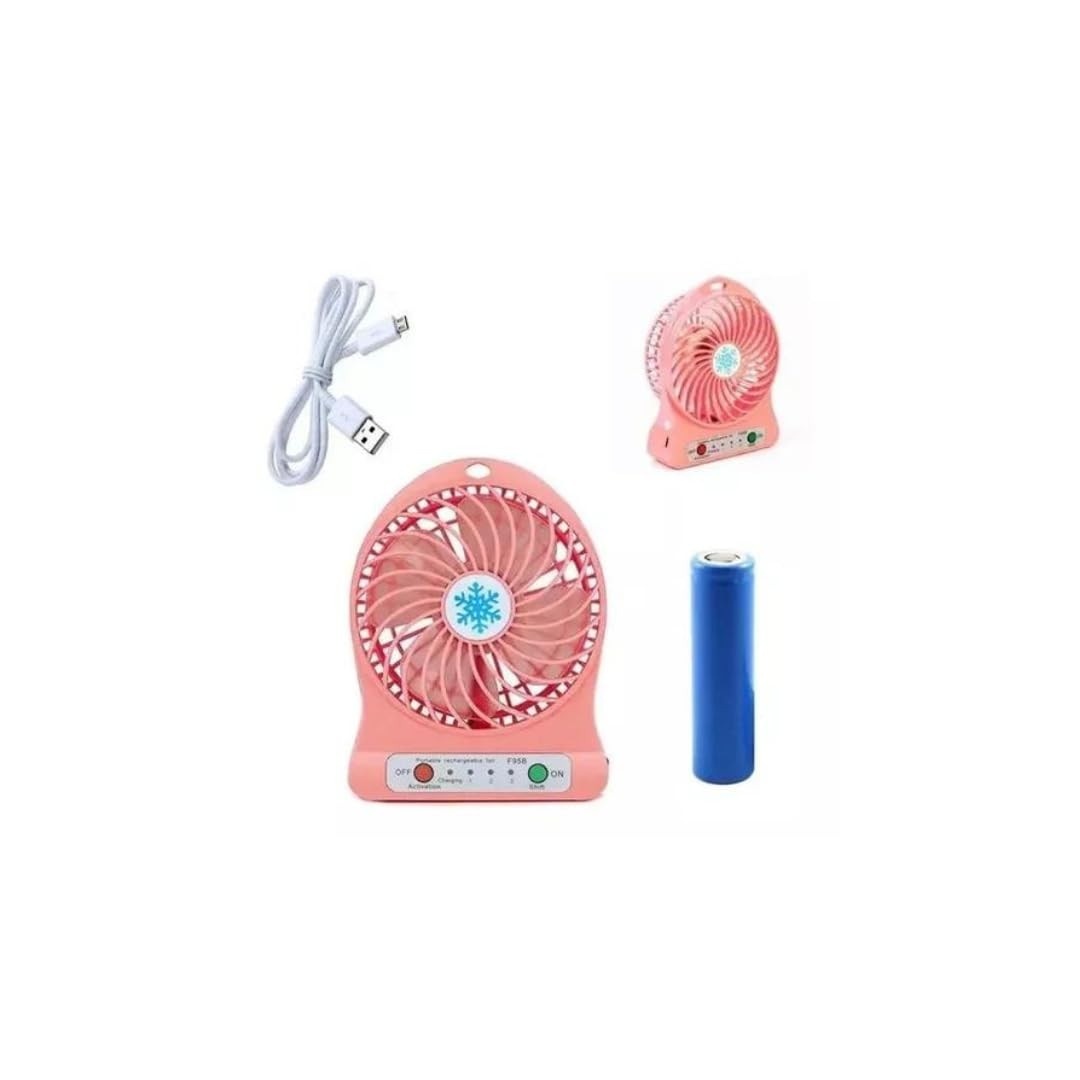 Mini Ventilador Recarregável USB Portátil Rosa - Potente e Compacto para Qualquer Ambiente