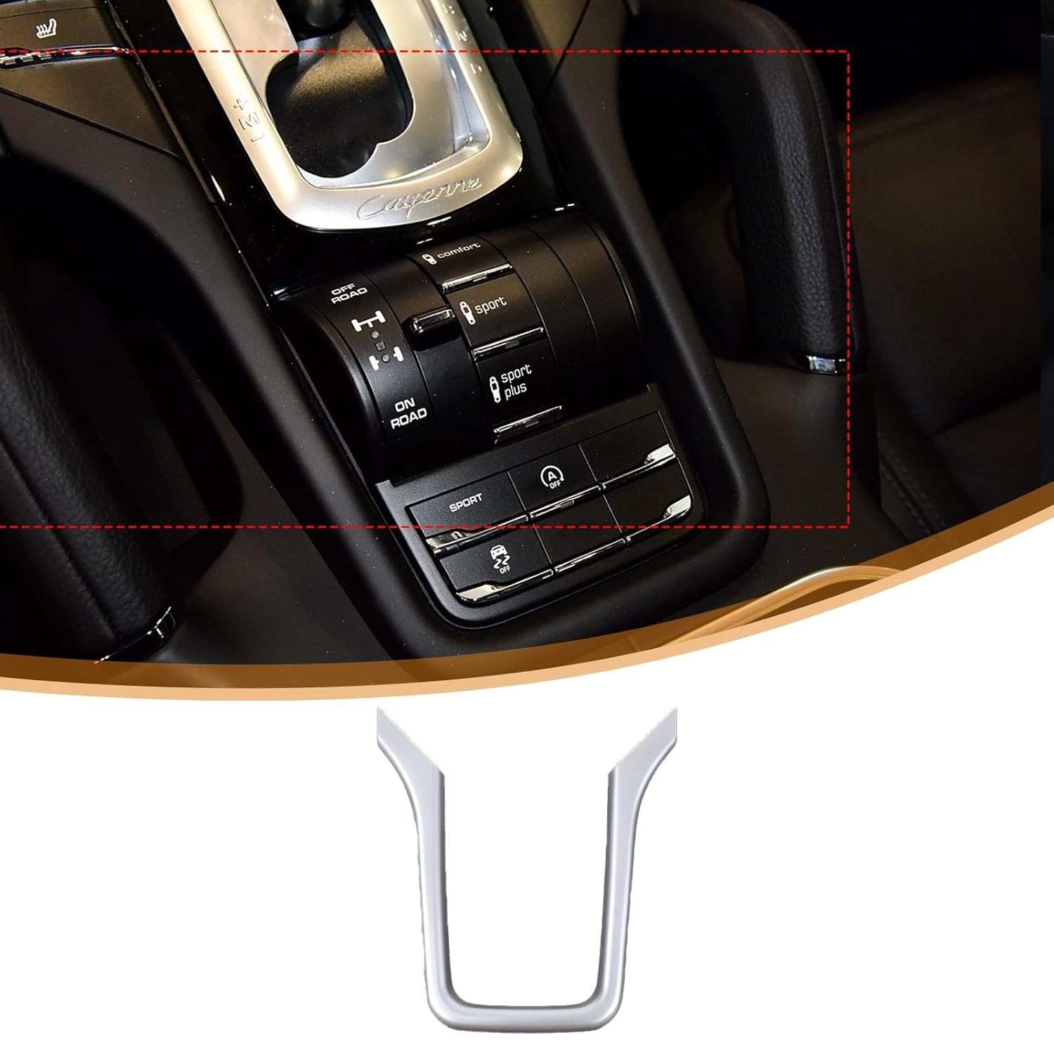 Acabamento Console Central Prata para Porsche Cayenne 2011-2017 - Decoração Premium