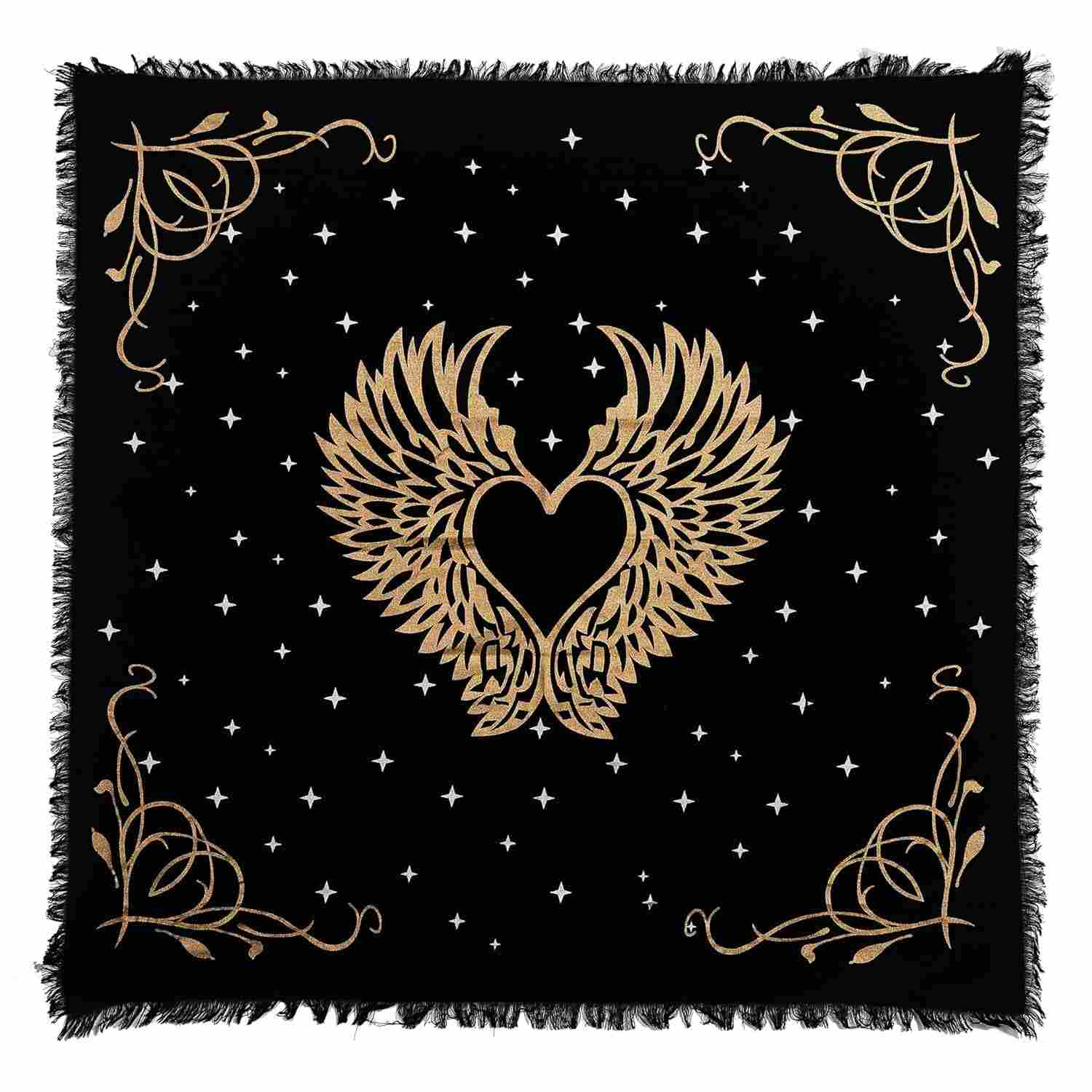 Pano de Altar com Asas de Anjo - Tecido Wiccano para Bruxaria e Tarô, 45,7x45,7 cm, 100% Algodão