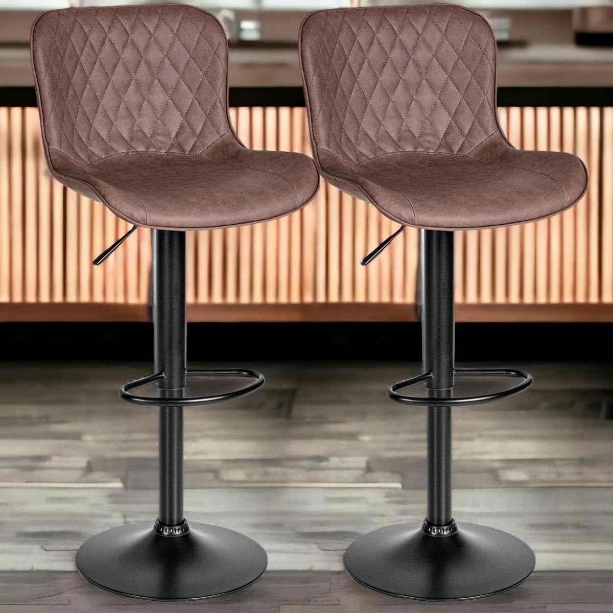 Kit 2 Banquetas Giratórias para Cozinha Americana - Design Moderno em Couro Sintético com Encosto Ergonômico