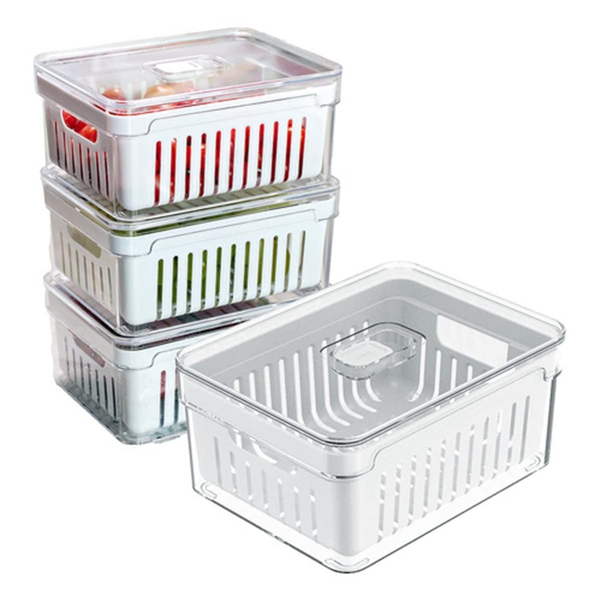House Organizer Kit - 4 Organizadores 2,2L para Geladeira e Armário - Armazenamento Inteligente de Alimentos e Vegetais