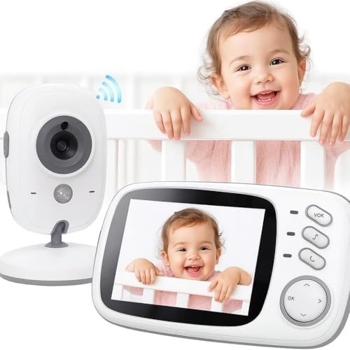 Câmera para Bebês com Visão Noturna, Áudio Bidirecional e Monitoramento de Temperatura - Tela 3.2"