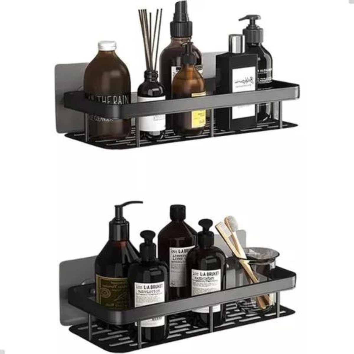 Kit 2 Prateleiras Organizadoras para Banheiro - Sem Furar, Autoadesivas, para Shampoo e Sabonete
