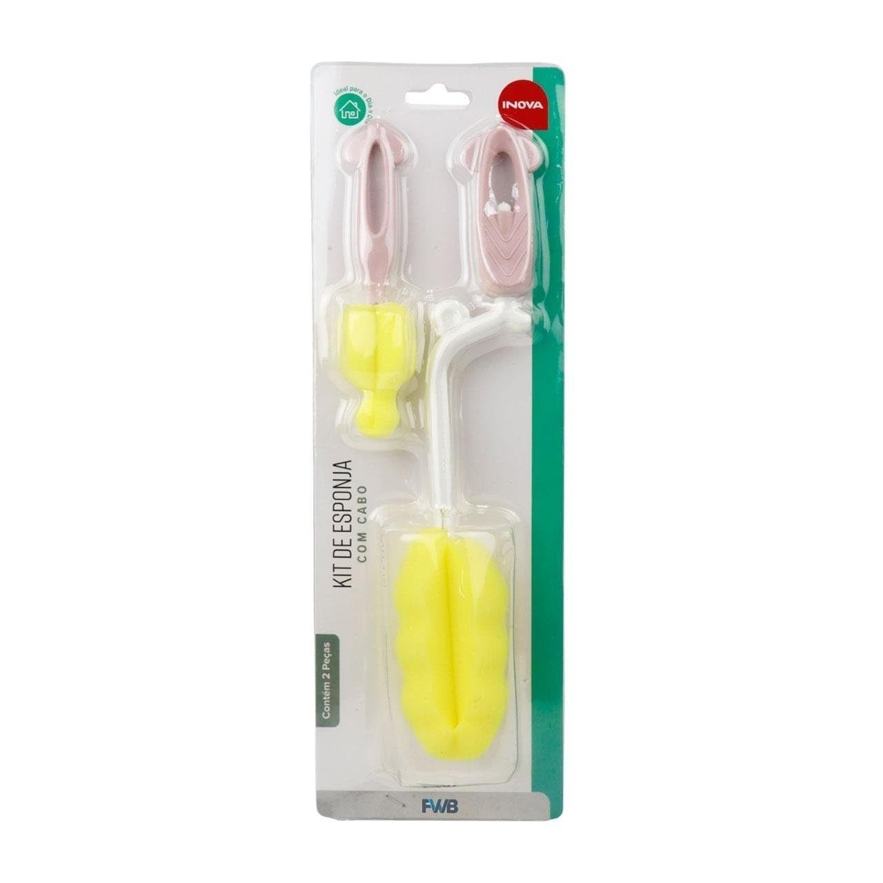 Escova Esponja para Limpeza de Mamadeira e Garrafa - Kit com 2 Peças Premium