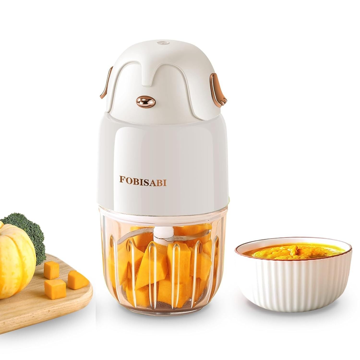 FOBISABI Processador de Alimentos para Bebês - Liquidificador Multifuncional para Frutas, Vegetais e Carnes | 300ml