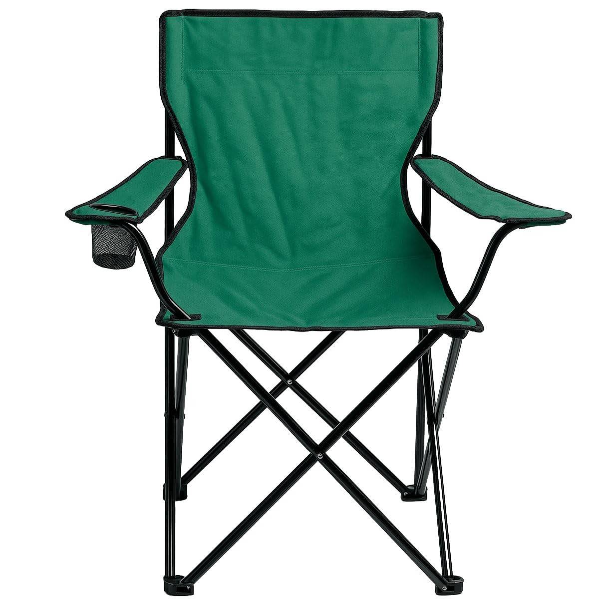 Cadeira Dobrável com Apoio de Braço e Porta-Copos - Ideal para Praia, Camping e Pesca (Verde)