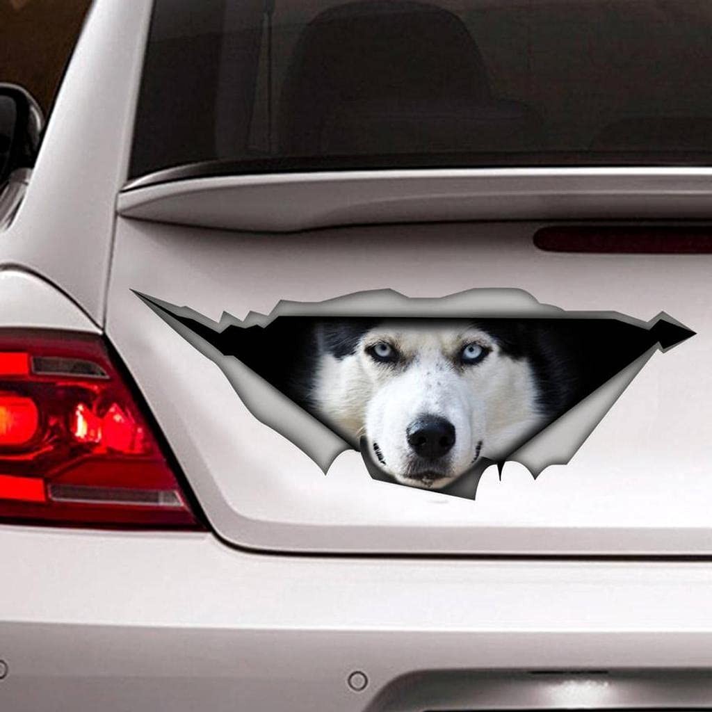 Adesivo Husky 3D Realista para Carro - Decore com Estilo e Diversão!