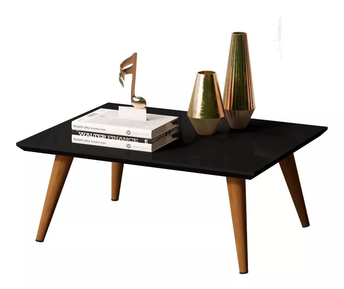 Mesa de Centro Retrô em Preto Fosco - Design Elegante para Sala de Estar