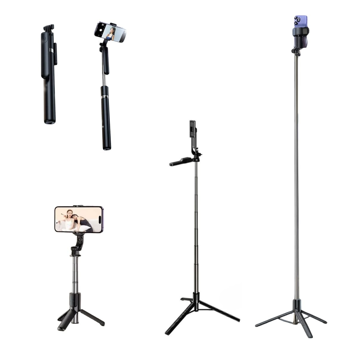 Tripé Bastão Selfie 1,70m 3 em 1 com Controle Bluetooth 360° | Ideal para Reels, TikTok e Gravações