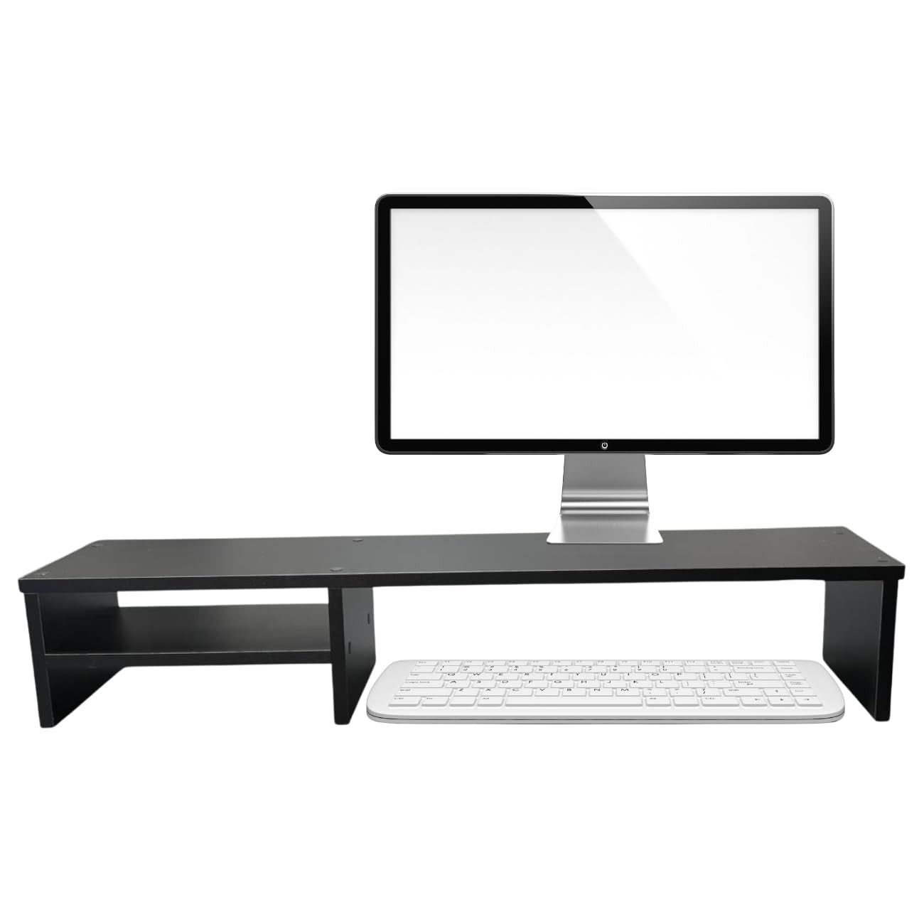 Suporte para Monitor Elevado 80cm Mesa Home Office Gamer - Organizador MDF Preto