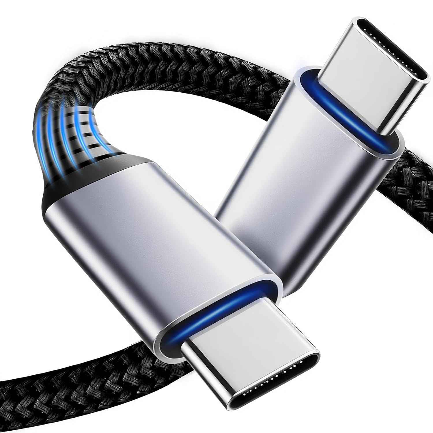 Cabo USB-C 2m 60W Nylon Reforçado: Carregamento Turbo para iPhone 15/16, Samsung, MacBook e Mais!