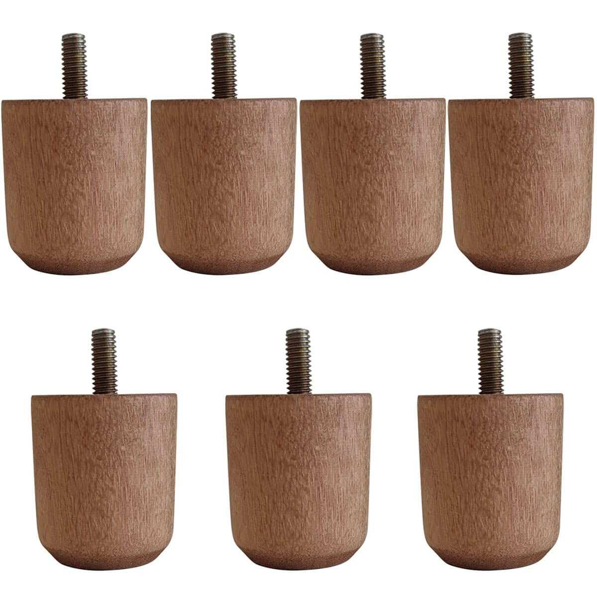 Pés para Cama Box de Casal 5cm - Kit com 7 Peças em Madeira Mel