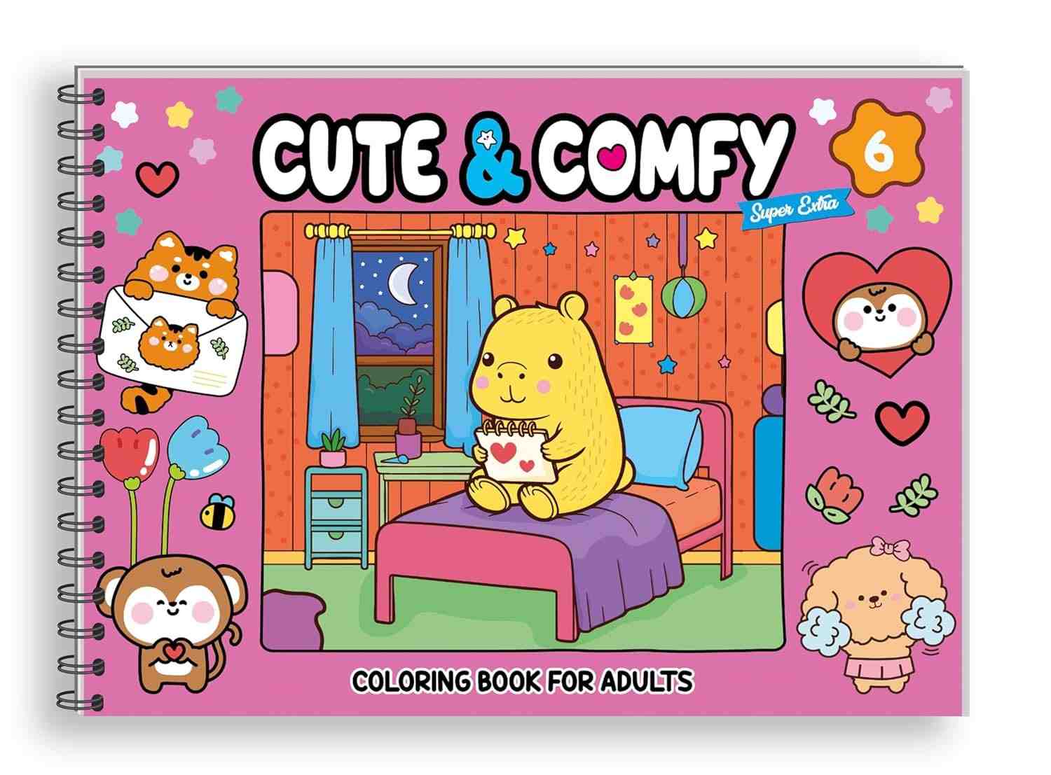 Cute & Comfy Super Extra 06: Livro de Colorir Adulto com Capa Holográfica para Relaxar