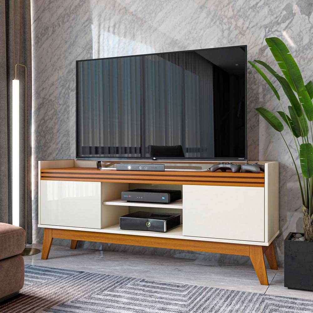 Rack para TV Astúrias 136cm com 2 Portas - Design Ripado Moderno para TVs até 50"