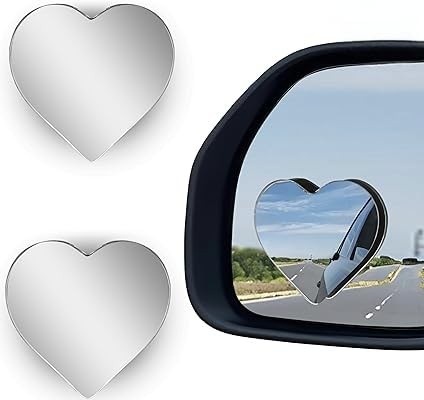 Espelho Ponto Cego Coração 2 Peças: Visibilidade Ampliada e Estilo Único para Seu Carro